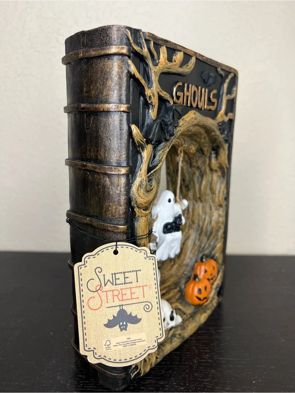 NEW Sweet Street Halloween Ghouls Book with Ghost on Swing Decor
